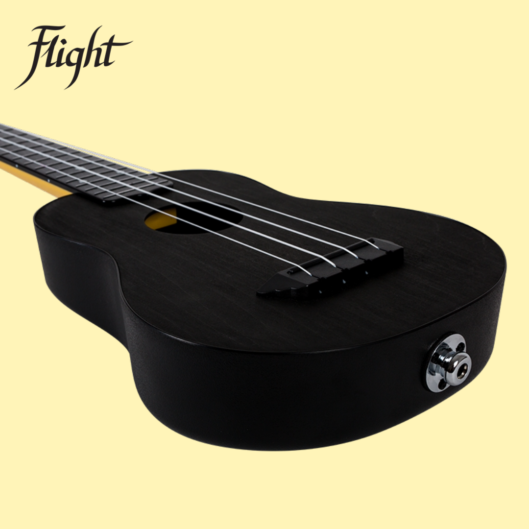 Flight TUS35E Electro-Acoustic Black Travel Soprano Ukulele with Gig Bag