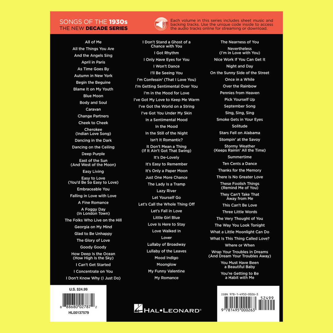 100 Hit Songs Of The 1930's - Play Along PVG Songbook/Ola
