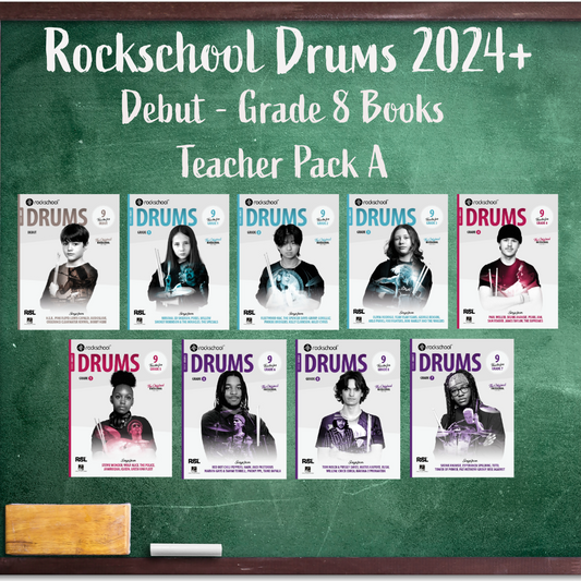 Rockschool Drums 2024+ - Teacher Bundle A (Debut to Grade 8 Books)