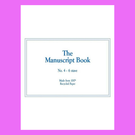 The Manuscript Book 4 - 6 Staves, Stapled, Interleaved, Recycled Paper (24 pages)