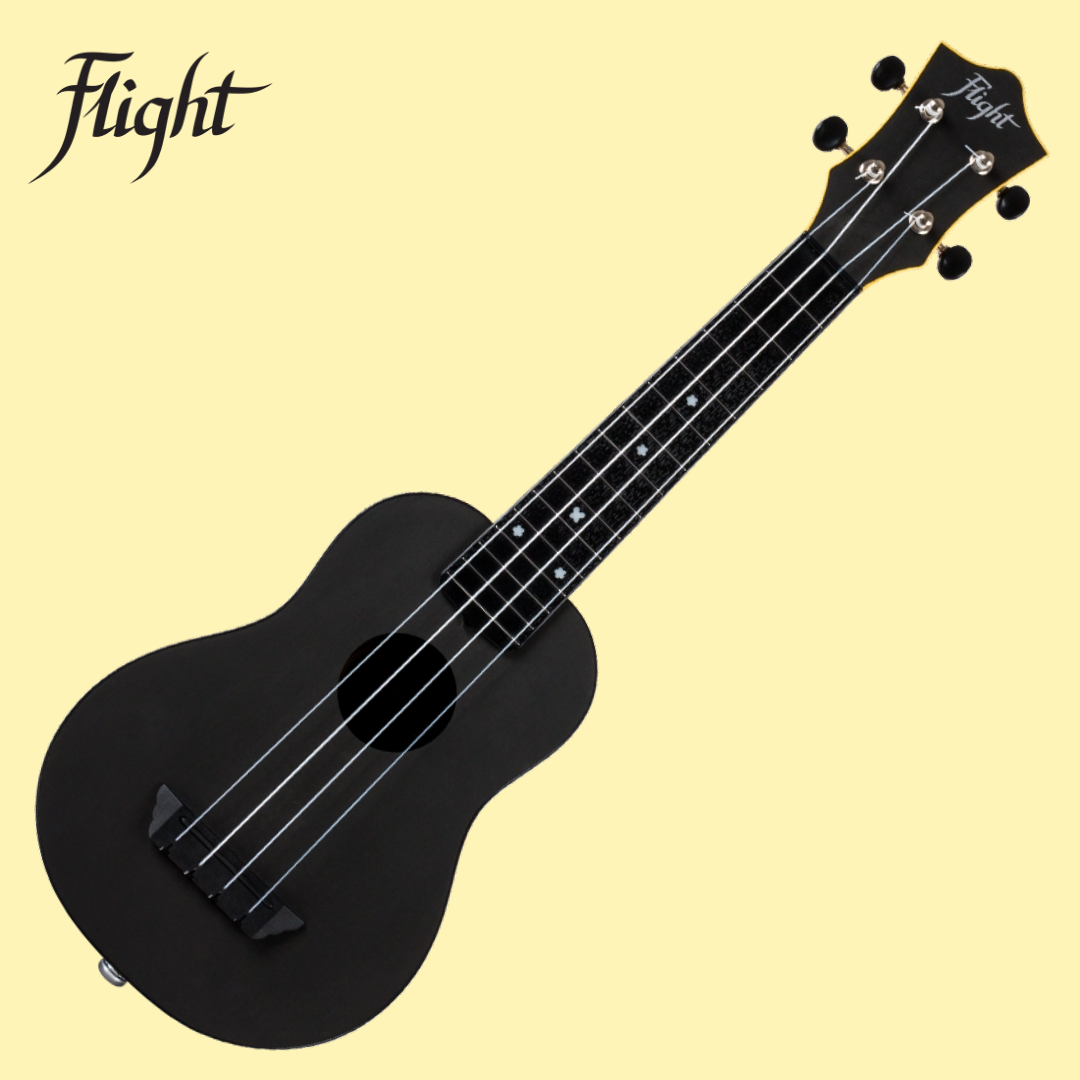 Flight TUS35E Electro-Acoustic Black Travel Soprano Ukulele with Gig Bag