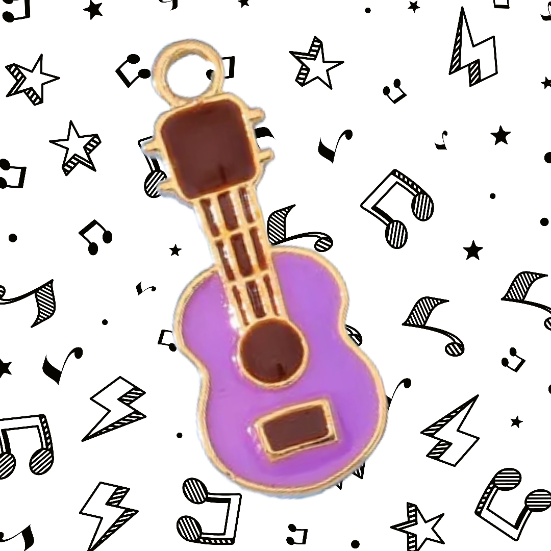 Music is Always The Answer Necklace - Guitar/Ukulele (Purple)