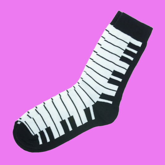 Women's Black And White Keyboard Socks