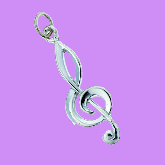 Sterling Silver Music Charm - G Clef Design