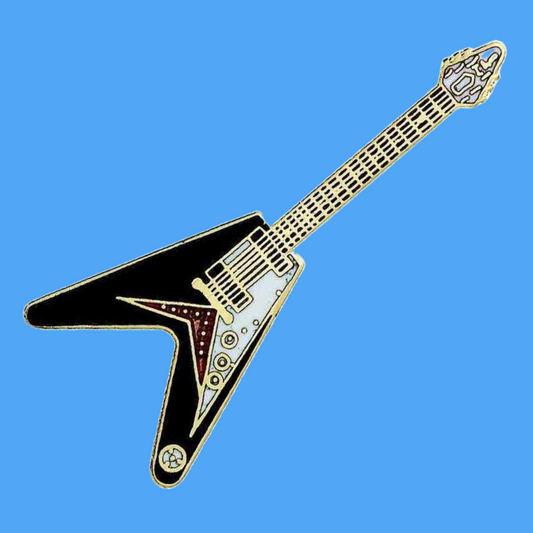 Black Flying V Guitar Mini Pin