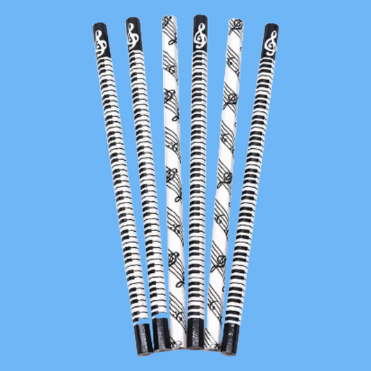 Black & White Musical Pencils - 6 Pack