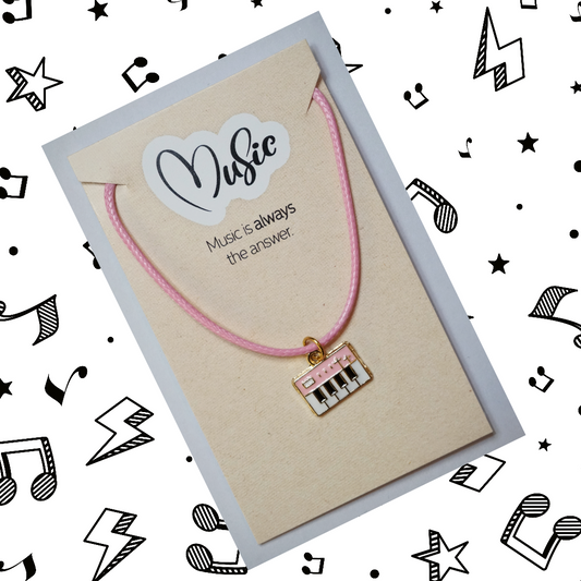 Music is Always The Answer Necklace - Piano/Keyboard (Pink)