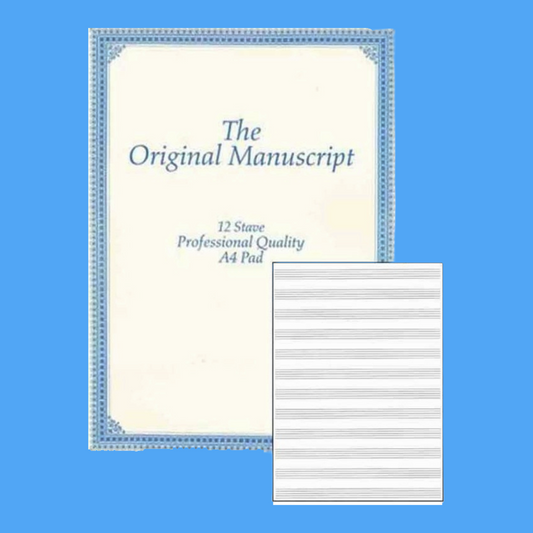 The Original A4 Manuscript Book - 12 Staves, Spiral Top Binding (50 pages)