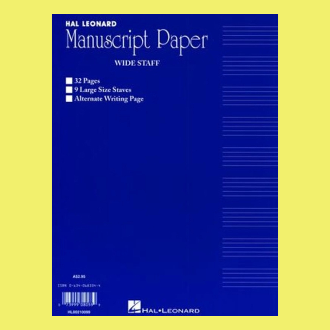 Hal Leonard - Manuscript Book - 9 Wide Staves, Interleaved (32 pages)