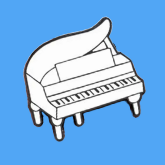 White Cartoon Piano Badge