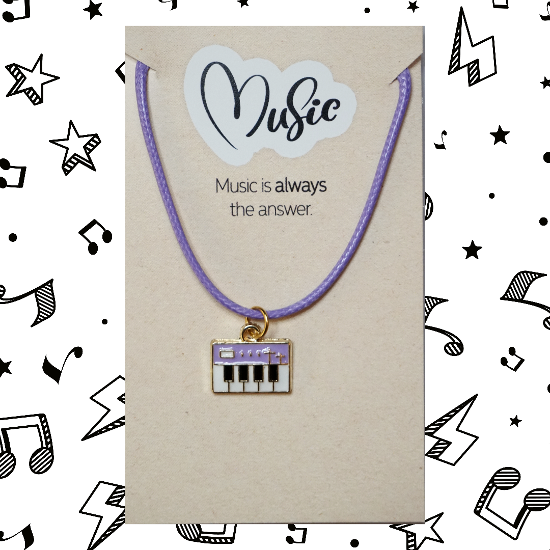 Music is Always The Answer Necklace - Piano/Keyboard (Purple)