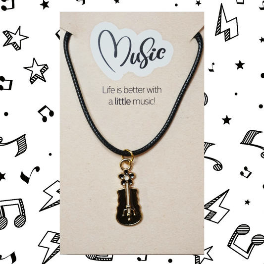 Life is Better With A Little Music Necklace - Violin (Dark Brown)