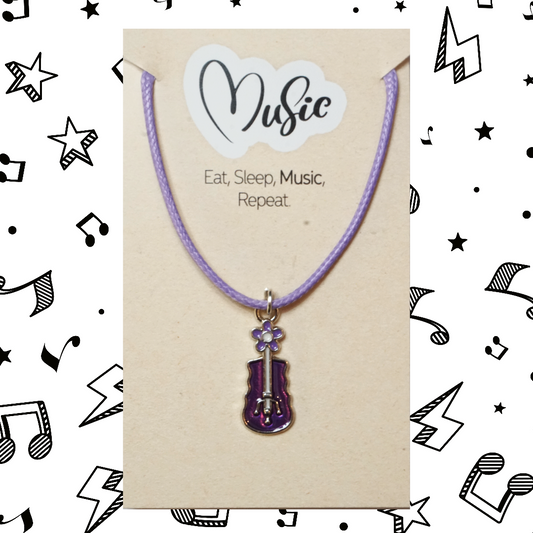 Eat. Sleep. Music. Repeat. Necklace - Violin (Purple)