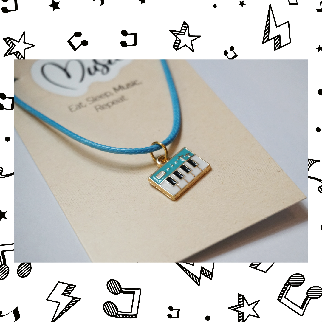 Eat. Sleep. Music. Repeat. Necklace - Piano/Keyboard (Blue)