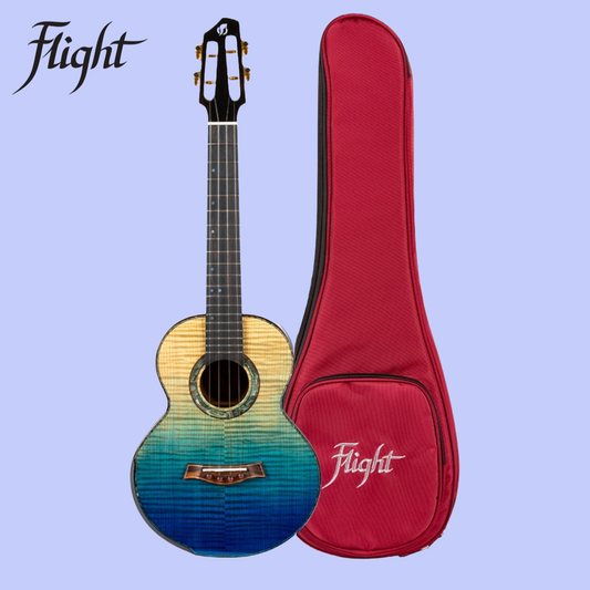Flight A10FM Faded Blue 10th Anniversary Tenor Ukulele with Deluxe Padded Gig Bag