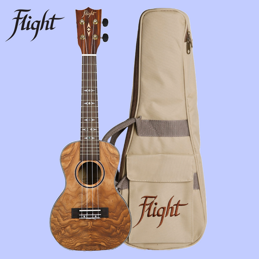 Flight DUC410 QA Quilted Ash Concert Ukulele with Padded Gig Bag