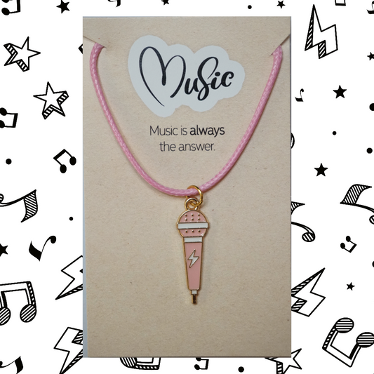 Music is Always The Answer Necklace - Microphone (Pink)