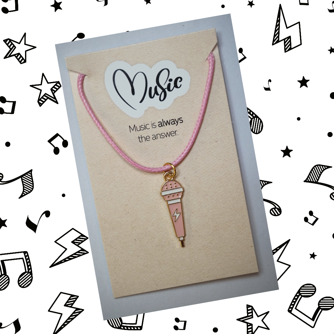 Music is Always The Answer Necklace - Microphone (Pink)