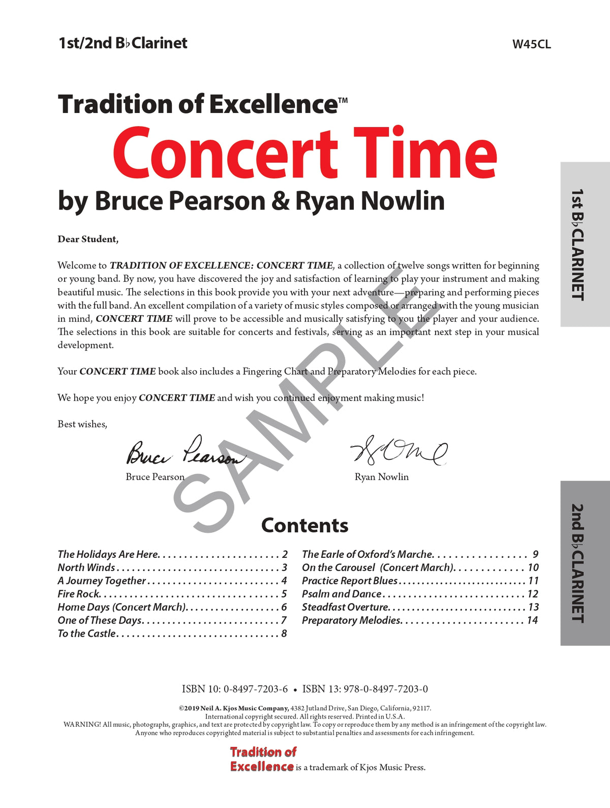 Tradition of Excellence - Concert Time Bb Clarinet Book