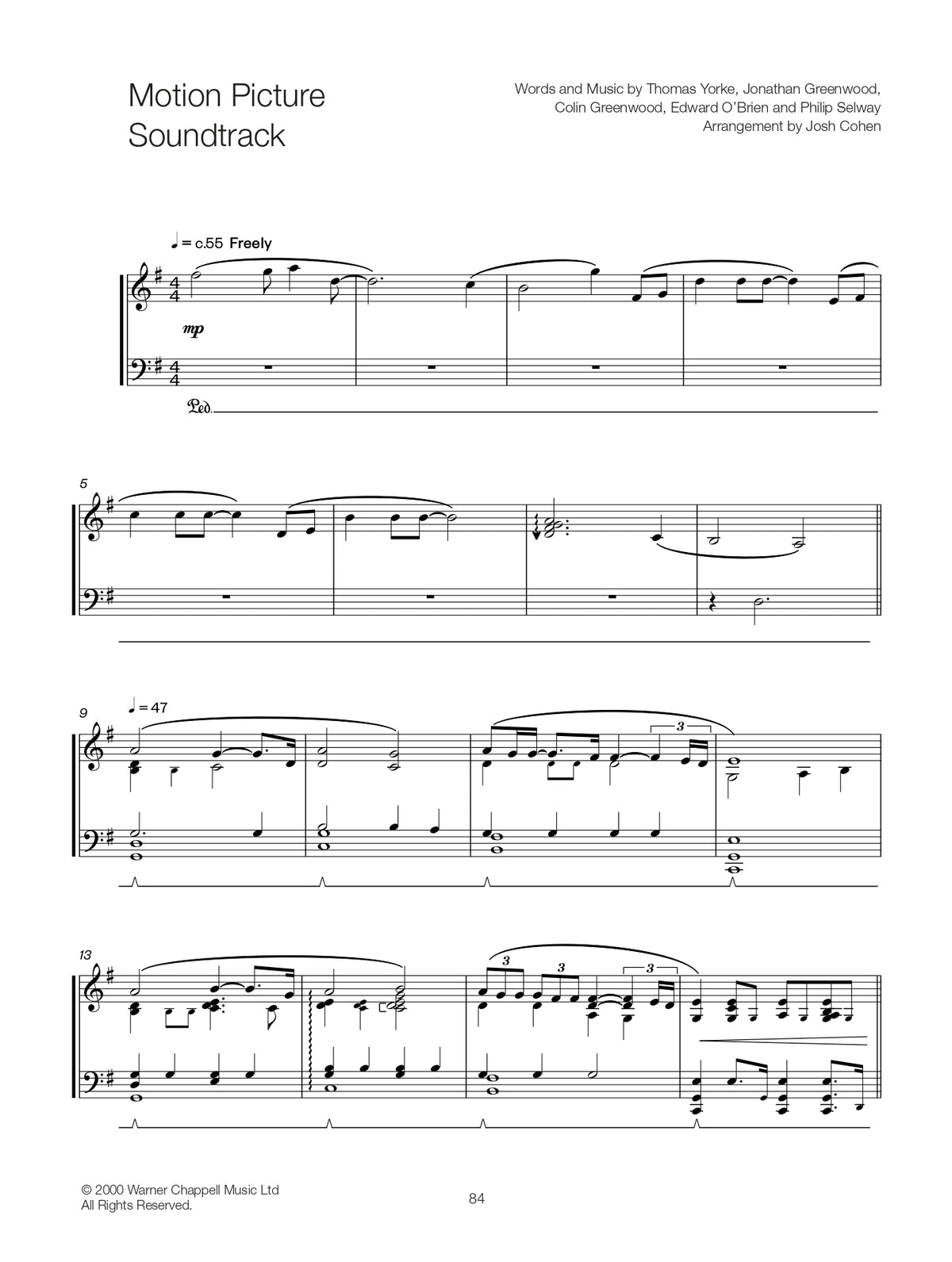 Josh Cohen: Radiohead for Solo Piano II Book