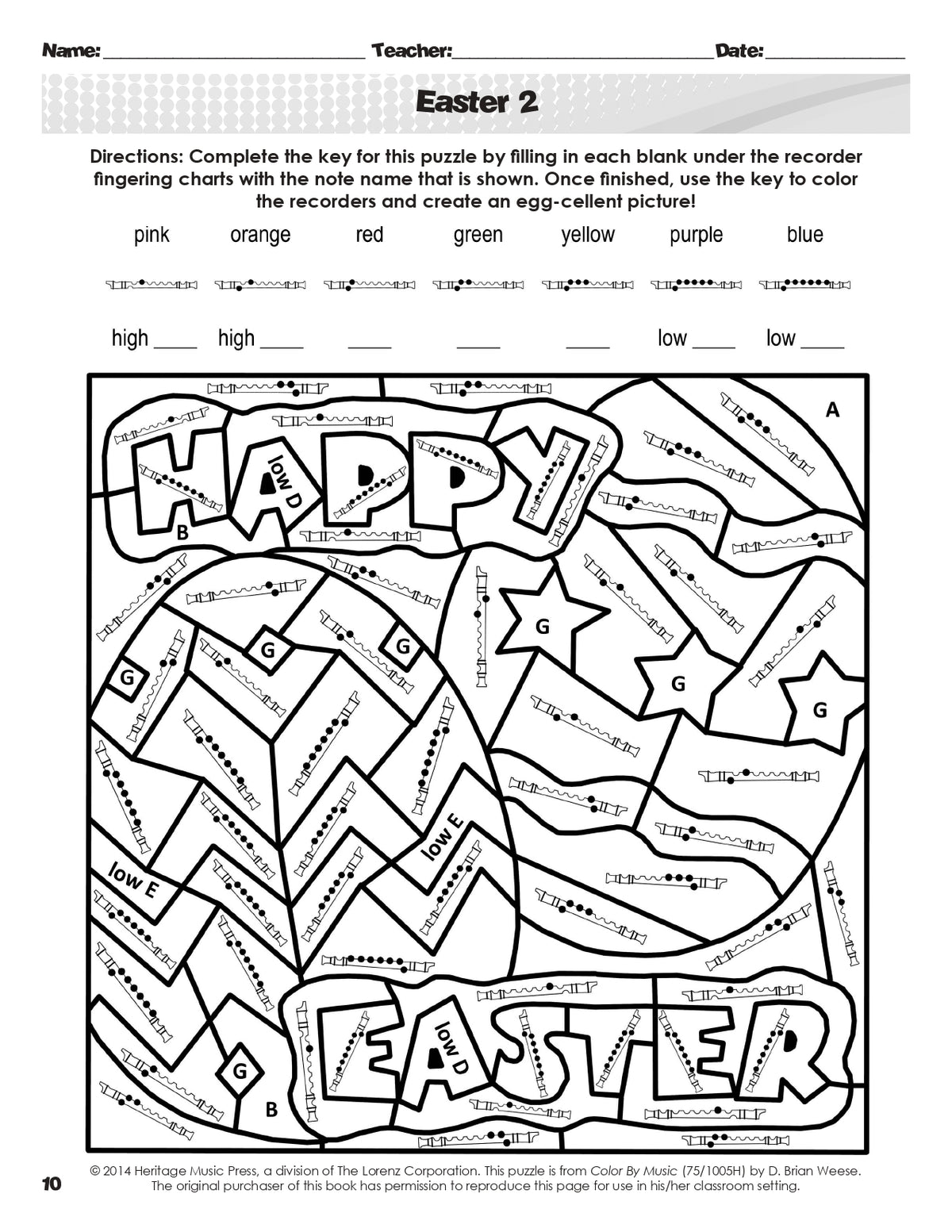 Color By Music - Reproducible Classroom Worksheets Book