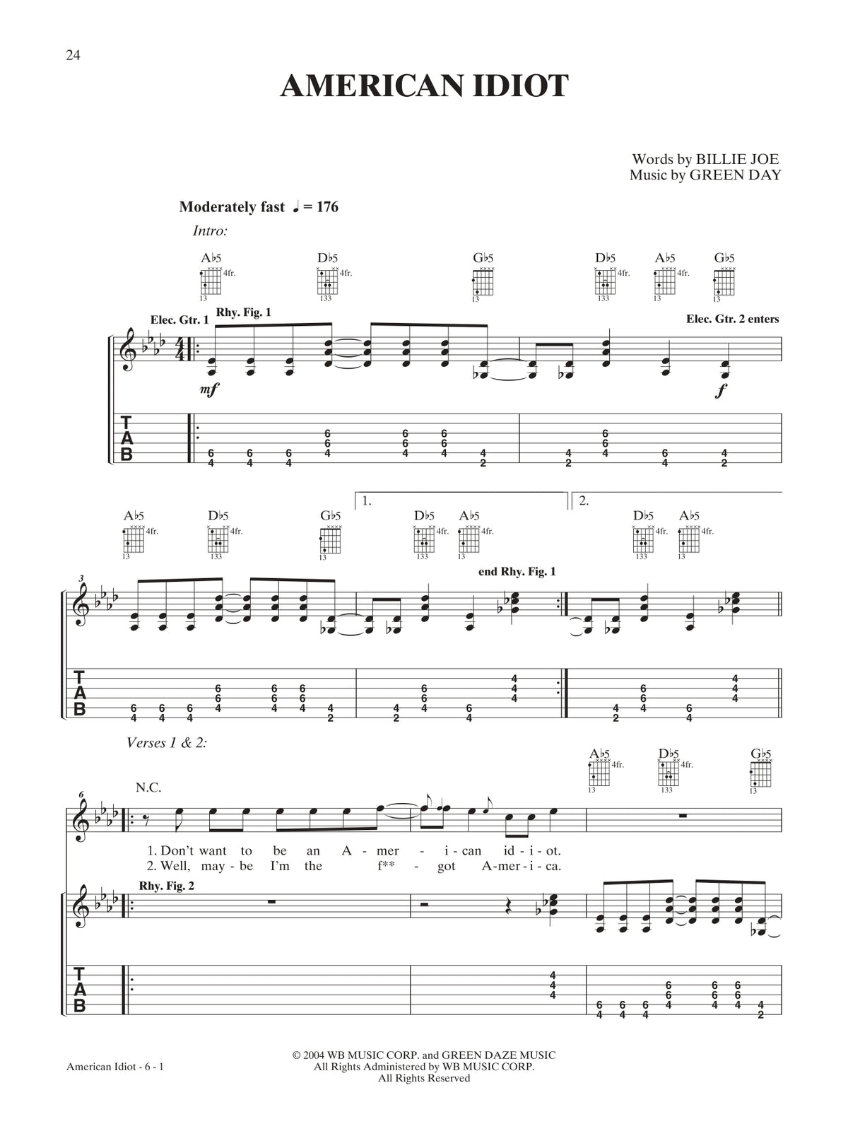 Green Day Guitar Tab Anthology Book