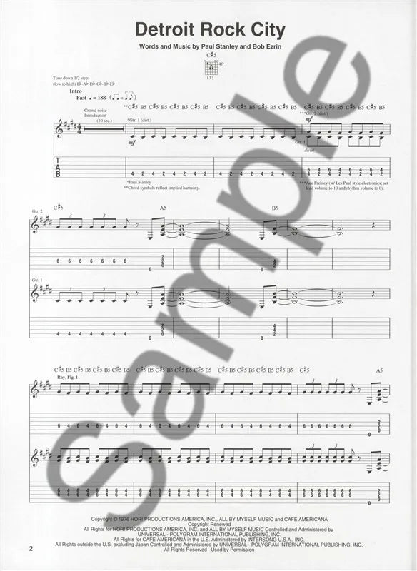 Kiss - Alive II 吉他谱乐谱集(20 首热门歌曲)