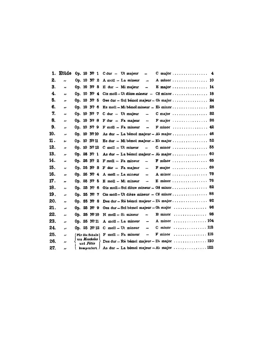 Frederic Chopin: Etudes Op.10 Nos.1–12; Op.25 Nos 1–12 Piano Solo Book