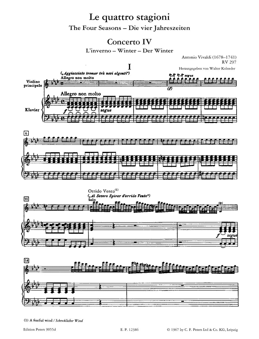 维瓦尔第 - 四季之冬 F小调协奏曲 作品8第4号 小提琴谱