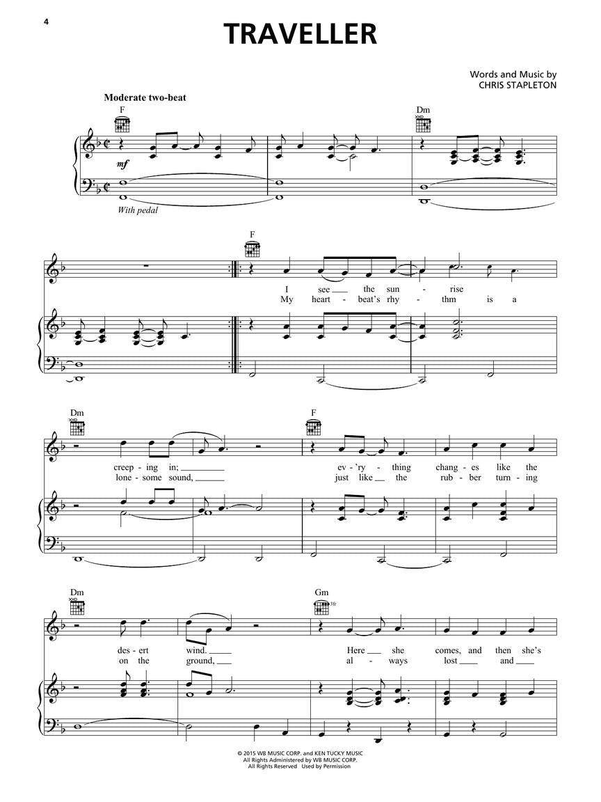 克里斯·斯塔普莱顿 (Chris Stapleton) - 《旅人》(Traveller) 钢琴/声乐/吉他谱集