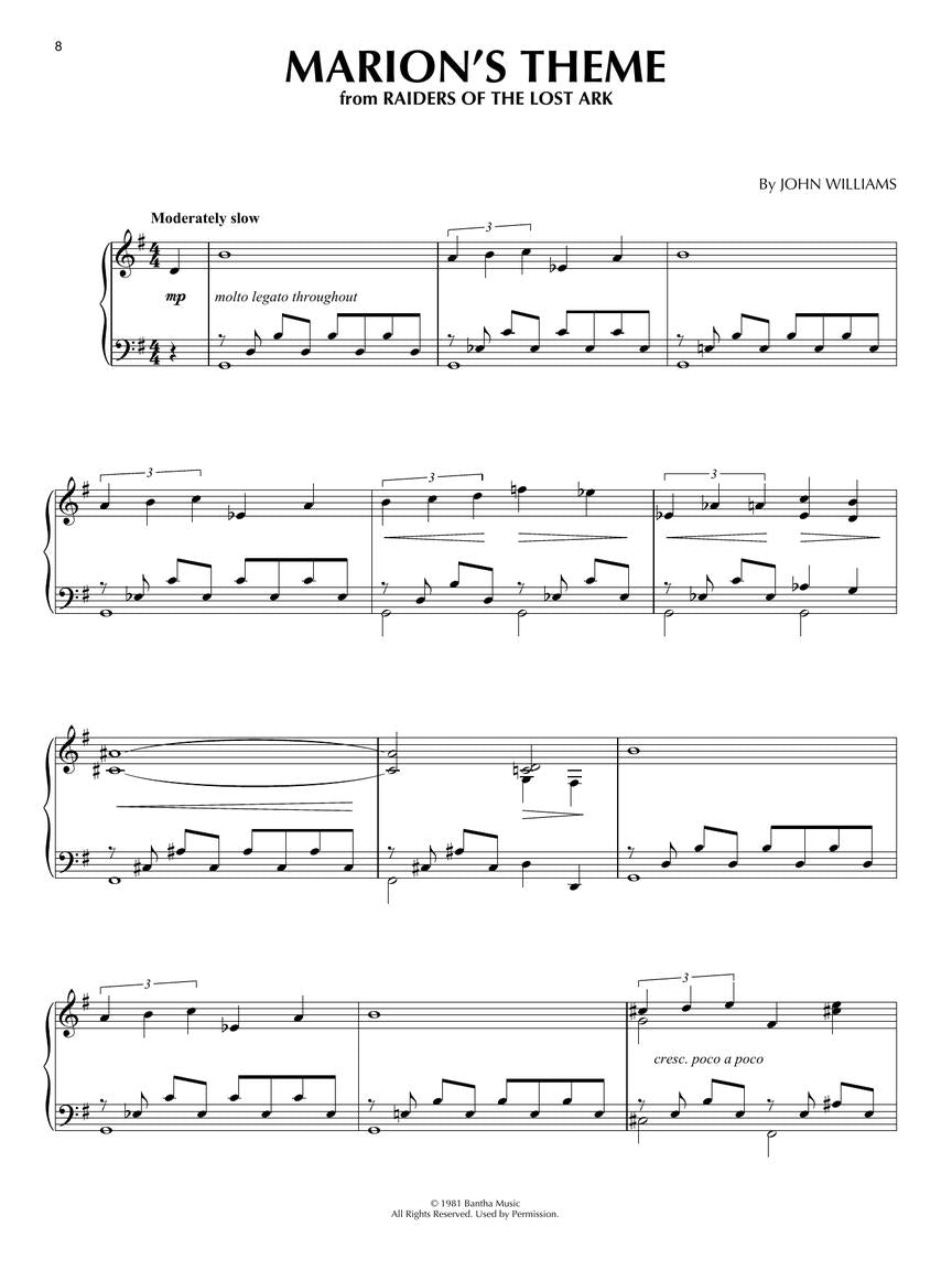 Indiana Jones Piano Solo Collection Book