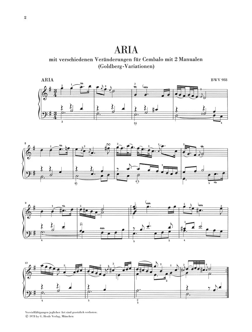 J.S. 巴赫《哥德堡变奏曲》BWV 988 钢琴谱(原典版)