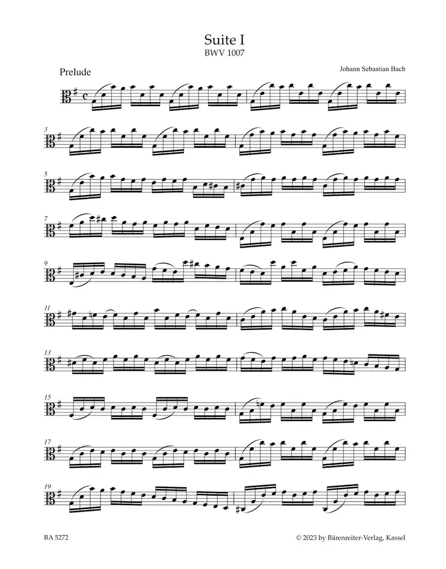 Bach - 6 Suites For Cello Solo BWV 1007-1012 Arranged For Viola Book