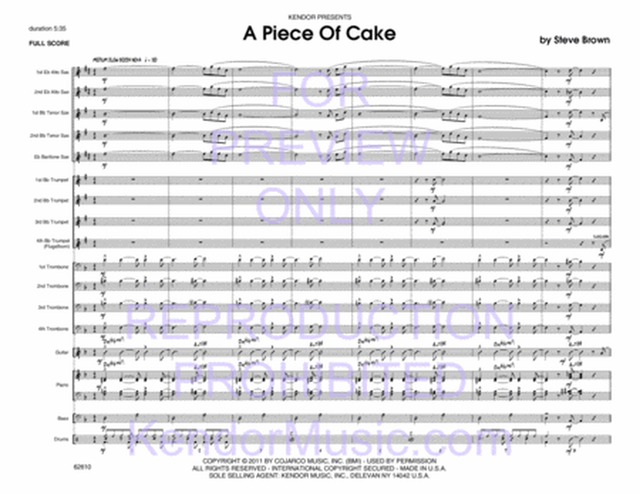 A Piece Of Cake - 爵士乐团 5-6 级 总谱/分谱