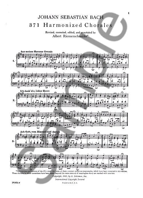 Johann Sebastian Bach - 371 Harmonized Chorales And 69 Chorale Melodies Book
