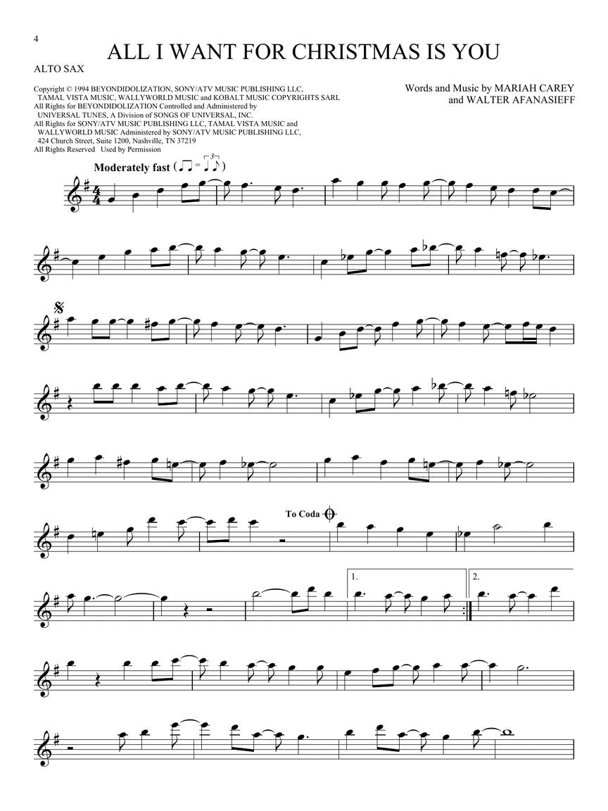 101 Christmas Songs For Alto Saxophone Book