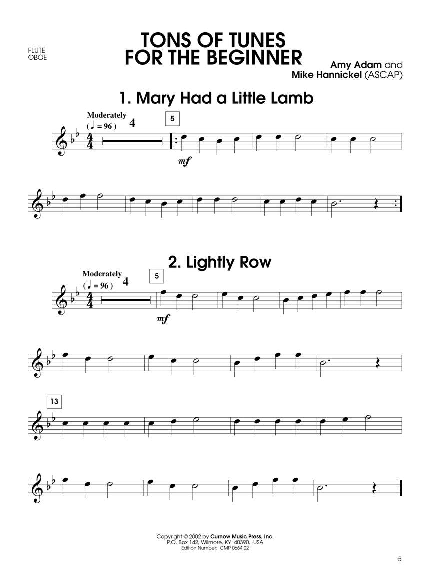 Tons Of Tunes Beginners - For Flute, Oboe & Violin Book/Ola