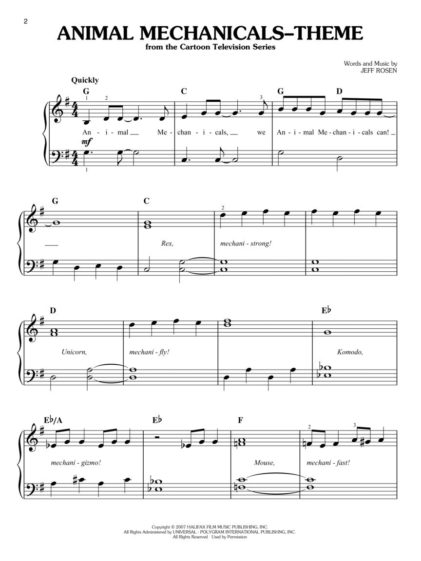 Cartoon Tunes Easy Piano 3Rd Edition