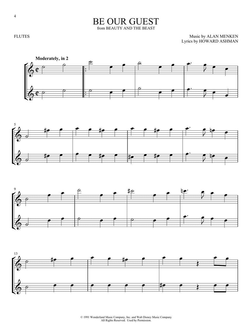 Disney Favorites For Two For 2 Flutes Book (23 Disney Duet Hits)