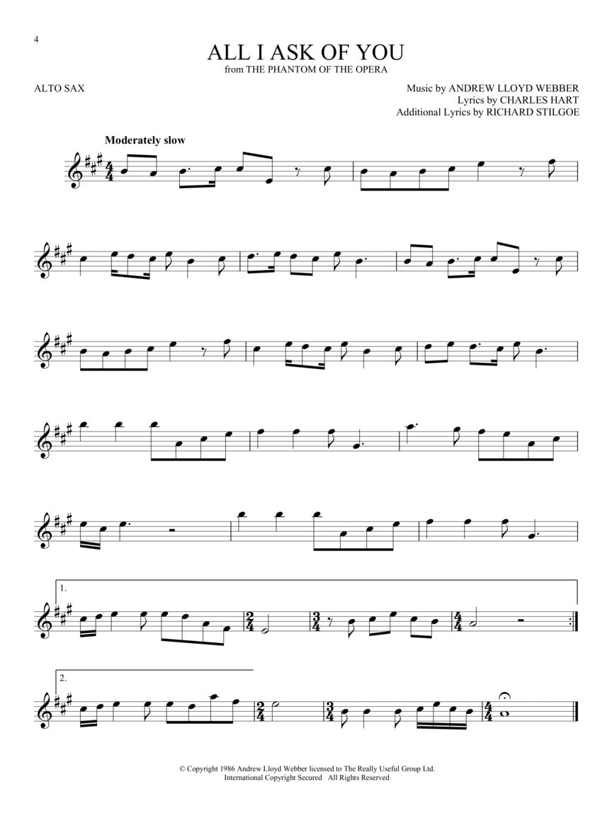 安德鲁·劳埃德·韦伯歌曲集 - 中音萨克斯风谱