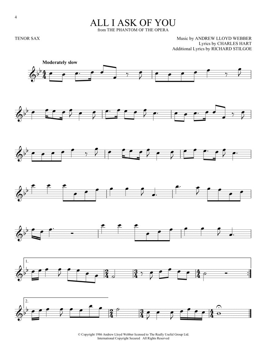安德鲁·劳埃德·韦伯作品集 - 次中音萨克斯风乐谱书