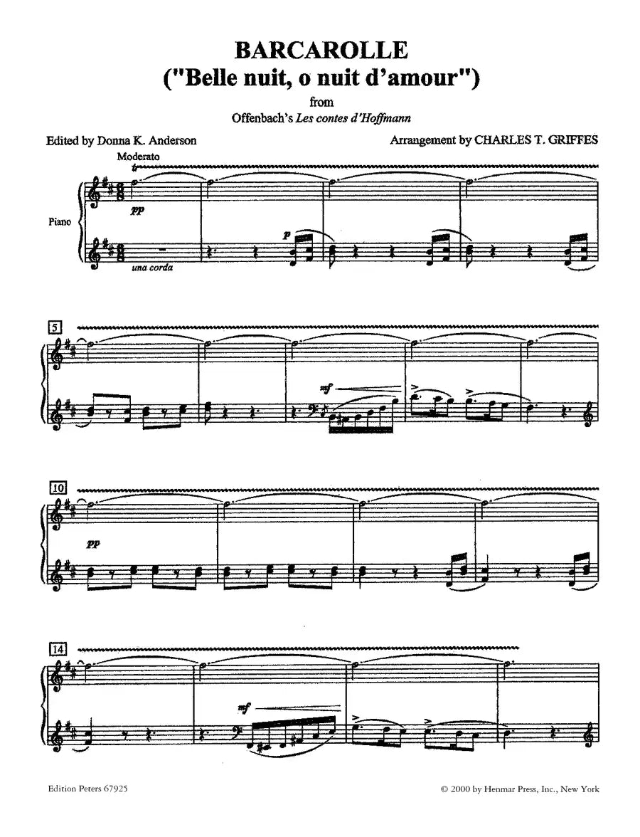 Offenbach - Barcarolle For Piano Book