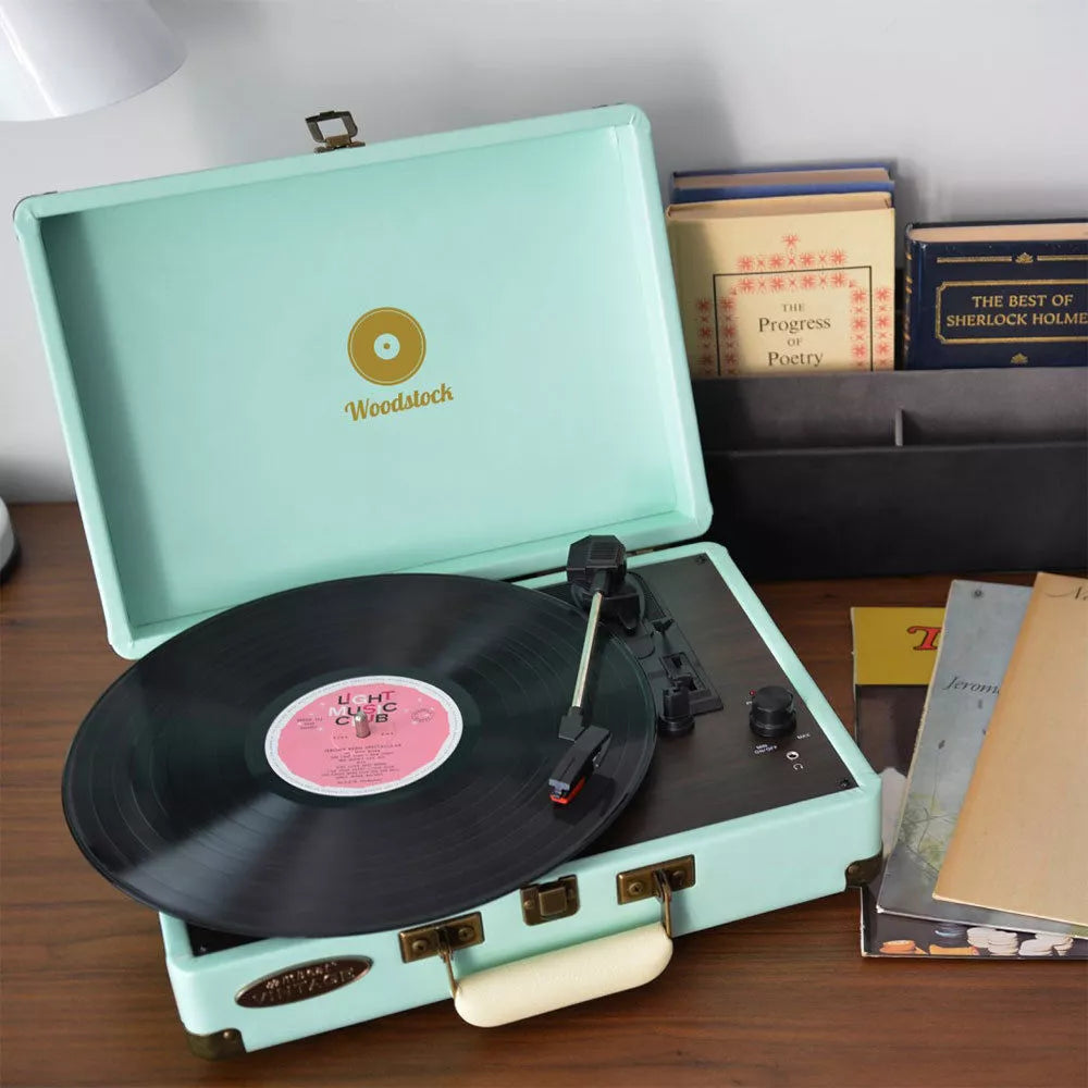 MBeat Woodstock Tiffany Blue Retro Turntable