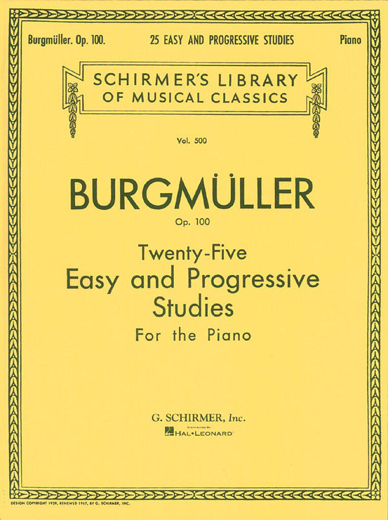 Burgmuller - 25 Studies Opus 100 For Piano Book