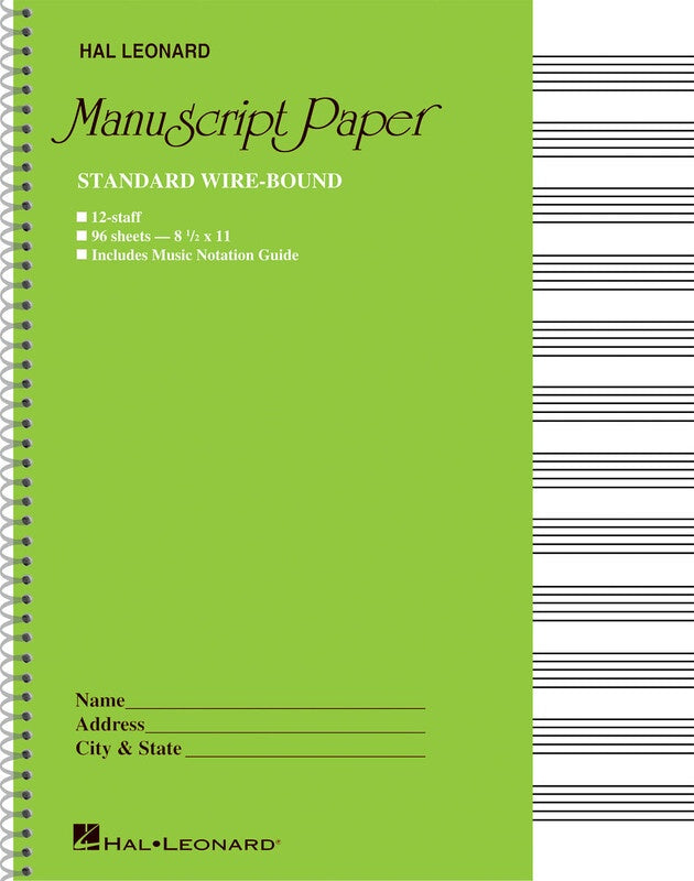 Hal Leonard Standard Wire-Bound Manuscript Book - 12 Staves (96 pages)