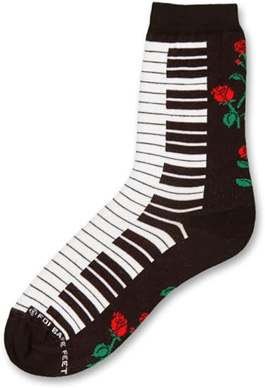 Women's Keyboard With Large Rose Socks