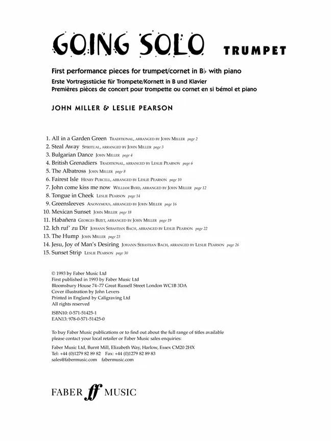 Jonh Miller - Going Solo Trumpet with Piano Accompaniment Book