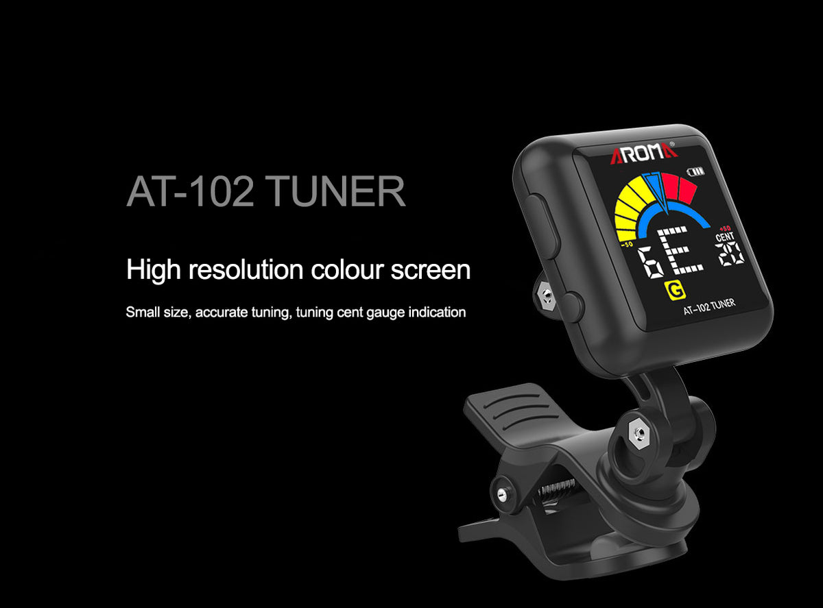 Aroma AT102 Rechargeable Chromatic Clip-on Tuner (Black)