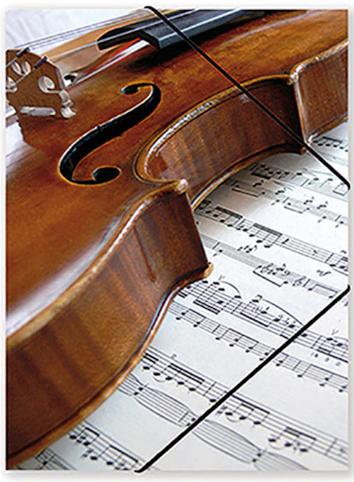 A4 Music File with Elastic Band - Violin on Manuscript Design