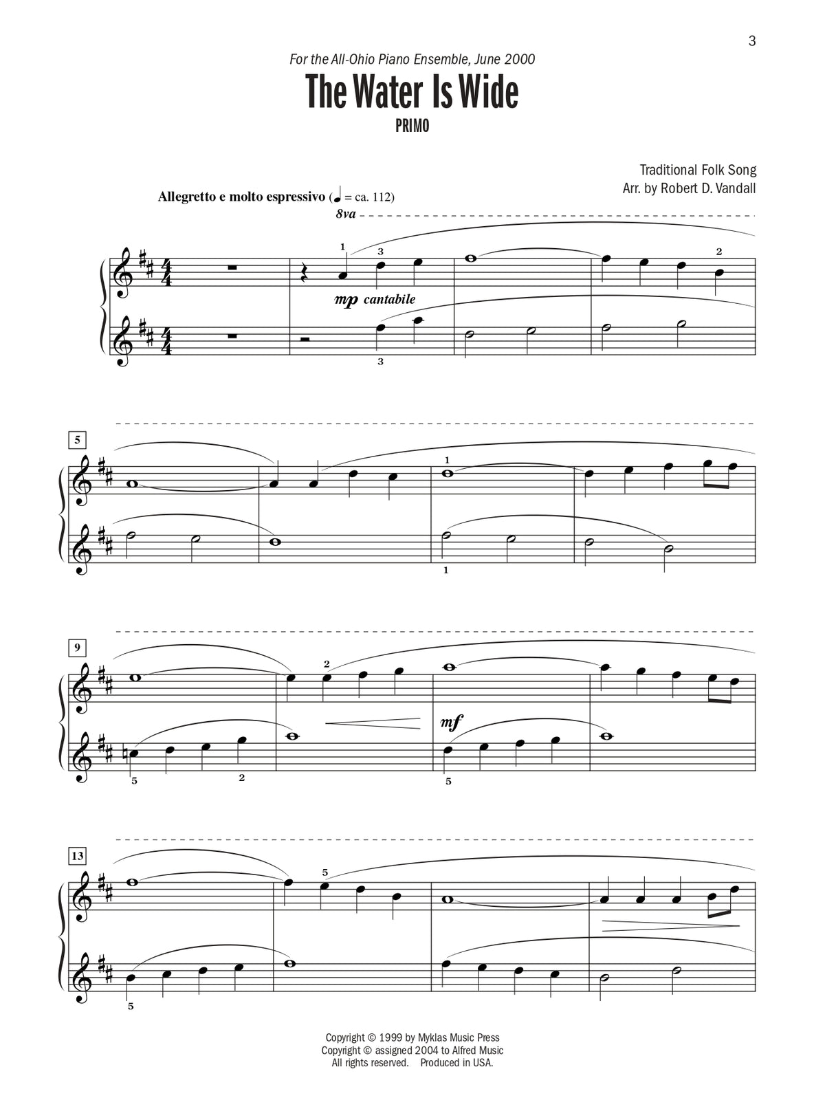 Vandall - Celebrated Piano Duets - Book 3 (1 Piano, 4 Hands)